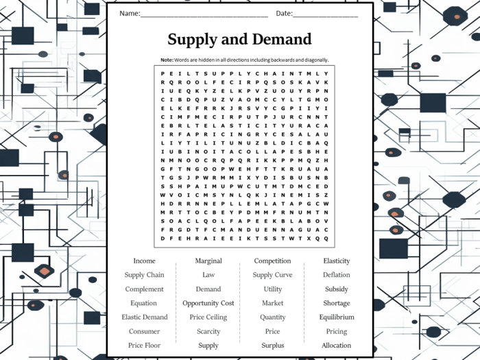 Supply and demand crossword puzzle