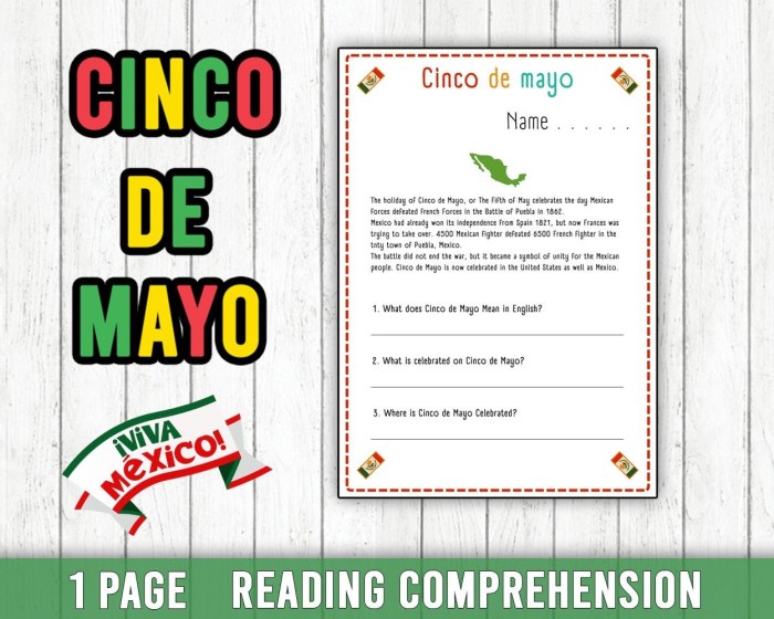 Cinco de mayo reading comprehension