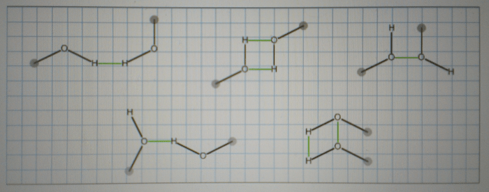 Several methanol dimers are drawn below