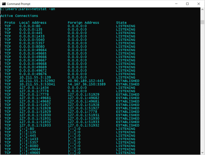 Which tcp ip utility gives you the following output