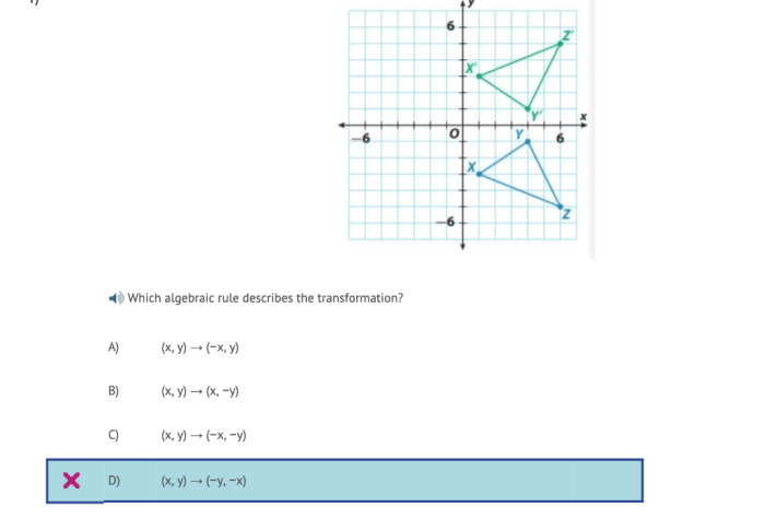 Which algebraic rule describes the transformation